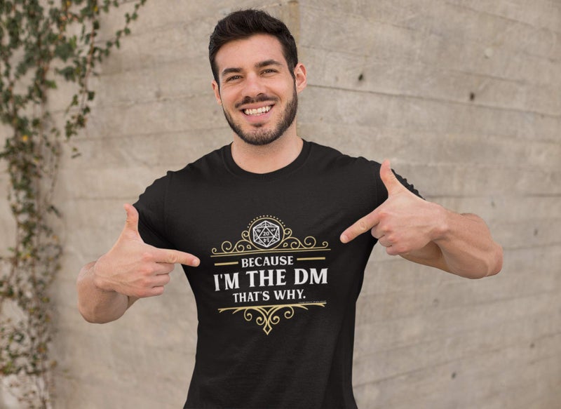Beach Open Because I'm The DM That's Why RPG Game Master Funny Parody DT Adult T-Shirt Tee (Large, Black) - Image 2