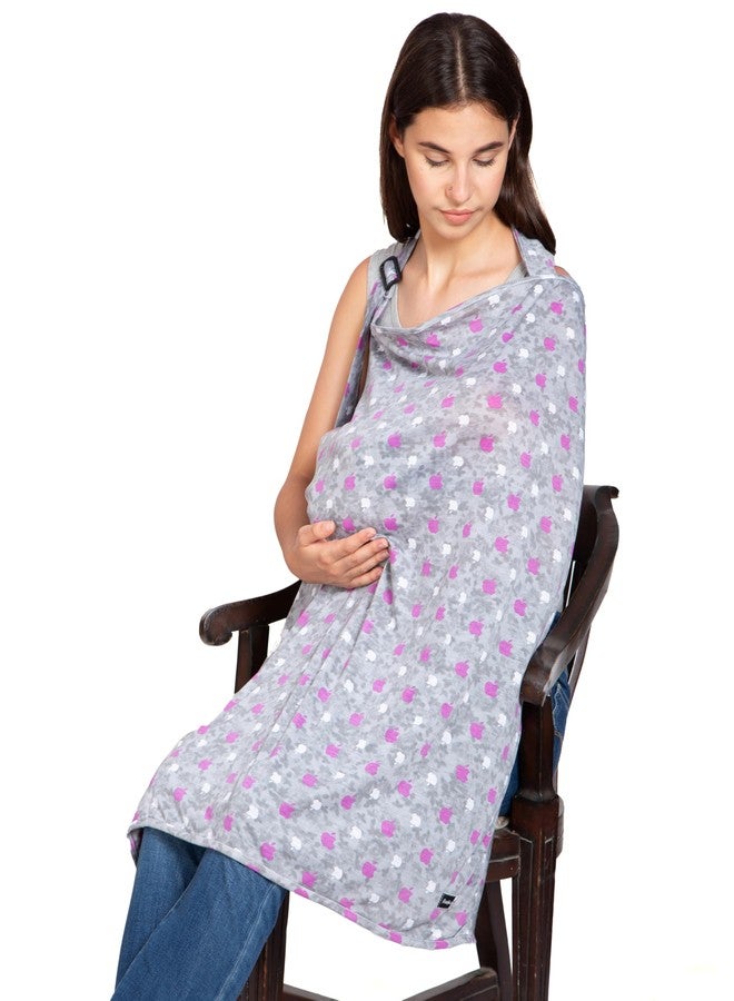 Feather Hug غطاء الرضاعة الطبيعية الفاخر من فيذر هاغ® - مئزر رضاعة للأم، غطاء رضاعة قطني مطاطي، غطاء رضاعة طبيعي يسمح بمرور الهواء، مئزر رضاعة ناعم متعدد الاستخدامات، غطاء رضاعة غير شفاف للأم، قفازات أو مريلة أطفال مجانية (لون التفاح الوردي) - Image 1