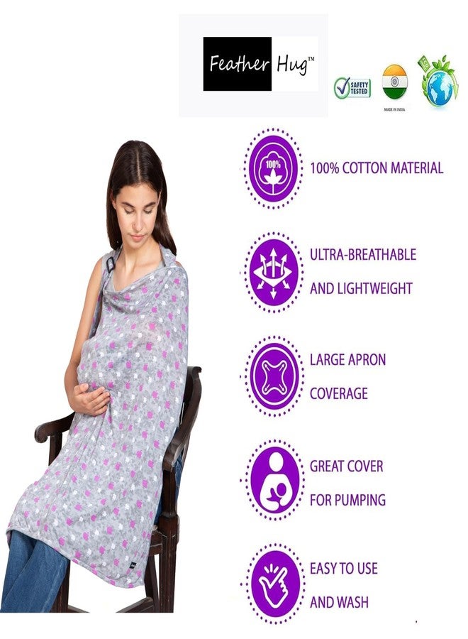 Feather Hug غطاء الرضاعة الطبيعية الفاخر من فيذر هاغ® - مئزر رضاعة للأم، غطاء رضاعة قطني مطاطي، غطاء رضاعة طبيعي يسمح بمرور الهواء، مئزر رضاعة ناعم متعدد الاستخدامات، غطاء رضاعة غير شفاف للأم، قفازات أو مريلة أطفال مجانية (لون التفاح الوردي) - Image 3