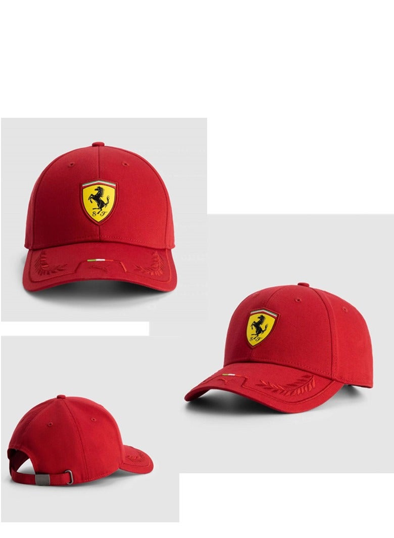 Ferrari قبعة بيسبول حمراء بشعار الحصان المتراقص من فيراري وبوما