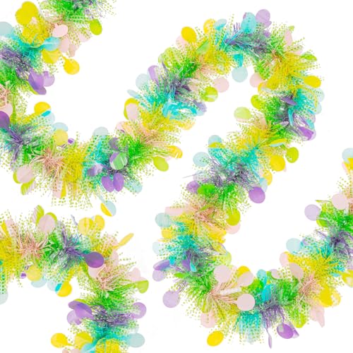 Gloreyan 33FT Easter Tinsel Garland Colorful Easter Egg Metallic Twist Tinsel Garland with Confetti Spring Hanging Garland Decoartion for Easter Tree Door Stair Mantle Party Supplies - Image 4