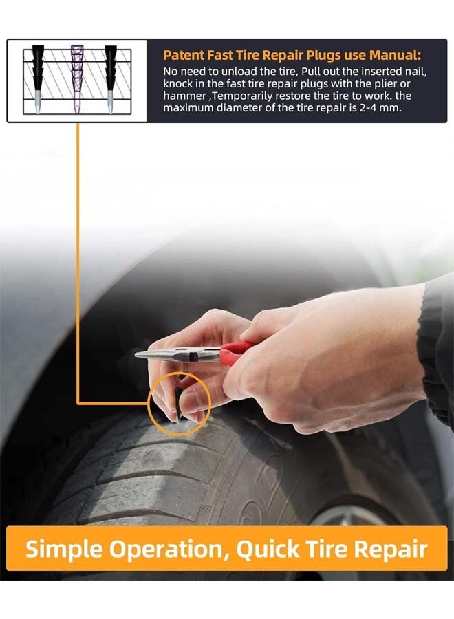 طقم إصلاح الإطارات 70 قطعة، طقم سدادة إطارات احترافي شديد التحمل، طقم رقعة إطارات لإصلاح ثقب، طقم أدوات تغيير ثقب الإطارات بدون أنابيب للسيارة والدراجة النارية والشاحنة والمركبات الرباعية والمركبات الترفيهية وسيارات الدفع الرباعي - Image 4