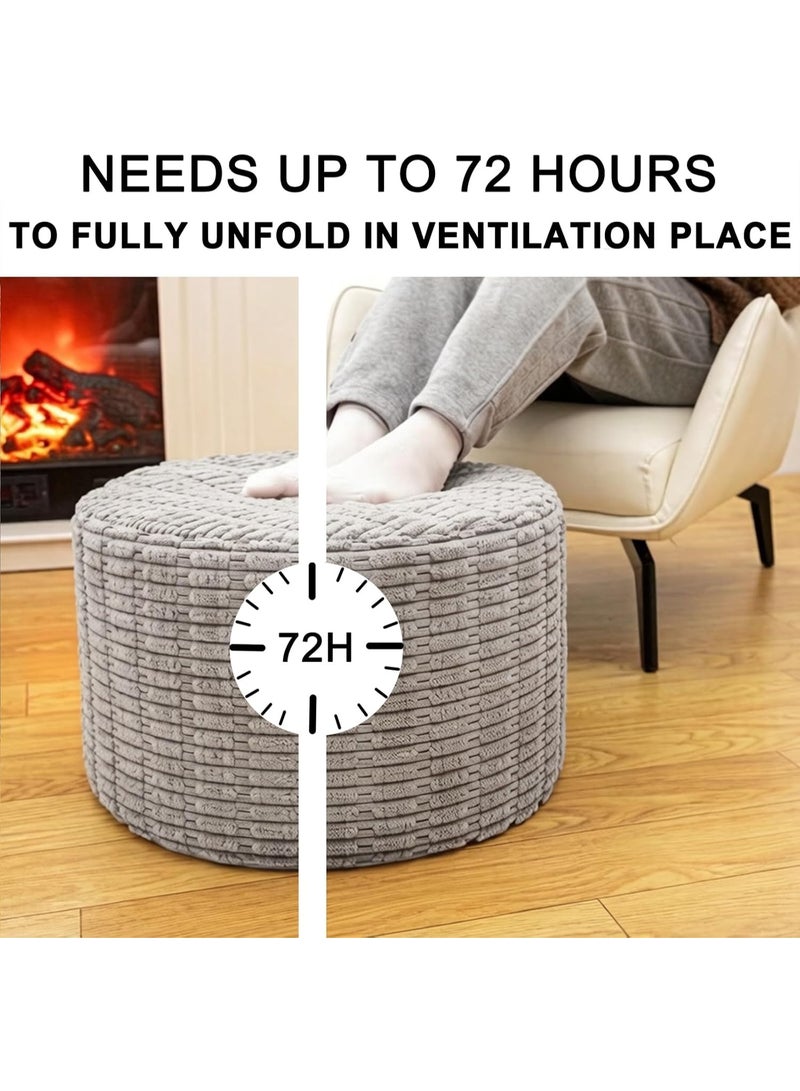 Soft velvet ottoman footstool filled with soft sponge (51 x 31 cm) - a comfortable addition to the living room or bedroom (light gray) - Image 3
