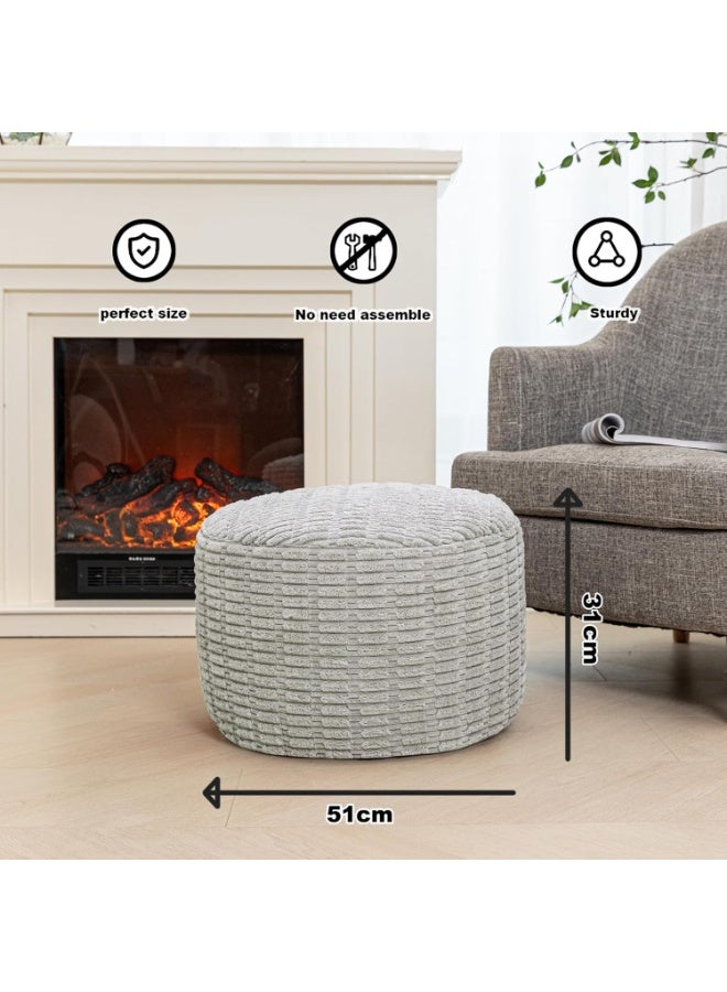 Soft velvet ottoman footstool filled with soft sponge (51 x 31 cm) - a comfortable addition to the living room or bedroom (light gray) - Image 2