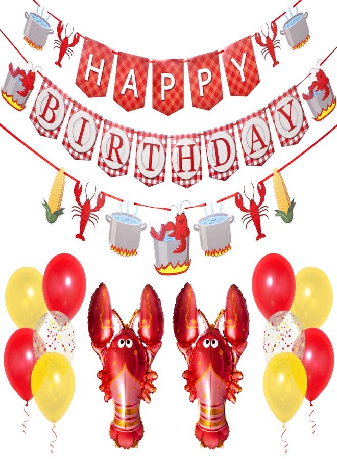 Pirese Crawfish Birthday Banner, Crawfish Birthday Party Decorations, Lobster Decor| Lobster Party Supplies Decorations | Crawfish Decor | Shrimp Seafood Boil Party Supplies | Crawfish Balloon - Image 1