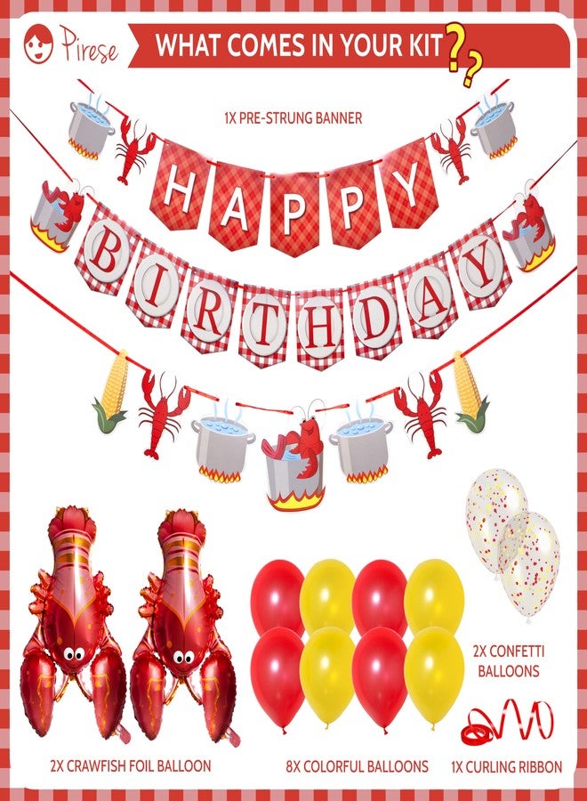 Pirese Crawfish Birthday Banner, Crawfish Birthday Party Decorations, Lobster Decor| Lobster Party Supplies Decorations | Crawfish Decor | Shrimp Seafood Boil Party Supplies | Crawfish Balloon - Image 2