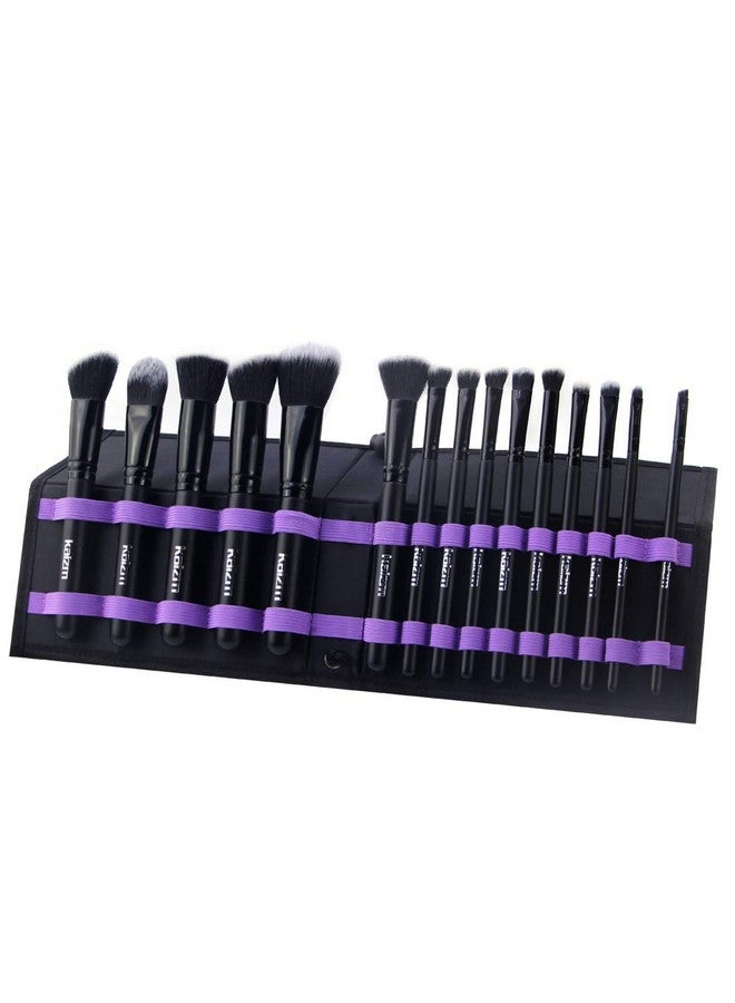 Daxstar Makeup brushes set professional - 15PC Make up Brushes Eyeshadow Brush Set Black - Image 1