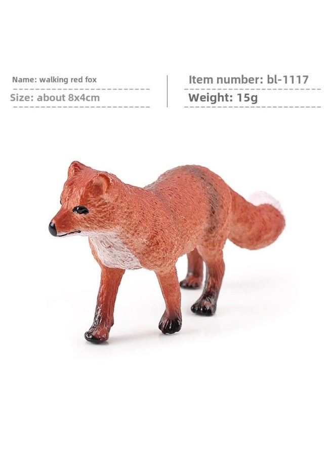 Simulation Solid Wild Fox Model Red Fox Big White Fox Arctic Fox Red Fox Static Children's Hand-made Ornaments-Colour:Bl-1117 Walking Red Fox 15g  - Image 1