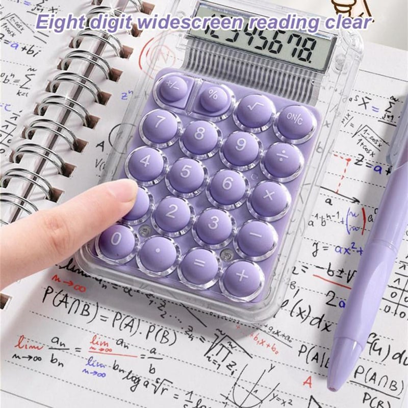 Transparent 8 Digit Silent Mini Calculator Widescreen Display Portable For Students Daily Use - Image 3