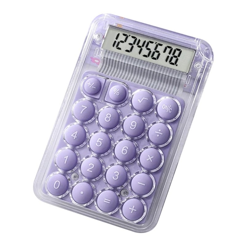 Transparent 8 Digit Silent Mini Calculator Widescreen Display Portable For Students Daily Use - Image 2