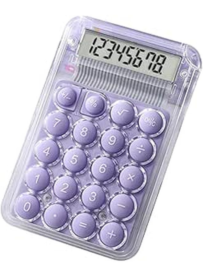 Transparent 8 Digit Silent Mini Calculator Widescreen Display Portable For Students Daily Use - Image 1