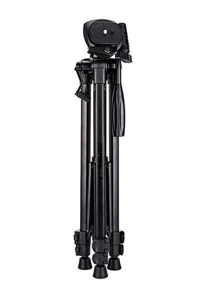 Yunteng Tripod 3388 Professional Tripod Stand with Remote for DSLR Cameras & Smartphones | 2-Section Lever Lock Adjustable Height | Mobile Clip Holder Included | Lightweight Foldable Design for Photography & Video Recording | Black Camera Tripod with Bag  - Image 3