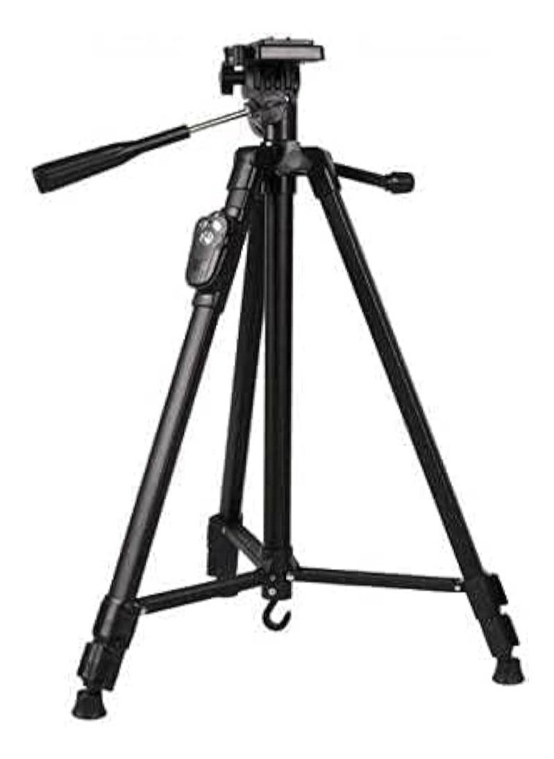 Yunteng Tripod 3388 Professional Tripod Stand with Remote for DSLR Cameras & Smartphones | 2-Section Lever Lock Adjustable Height | Mobile Clip Holder Included | Lightweight Foldable Design for Photography & Video Recording | Black Camera Tripod with Bag  - Image 2