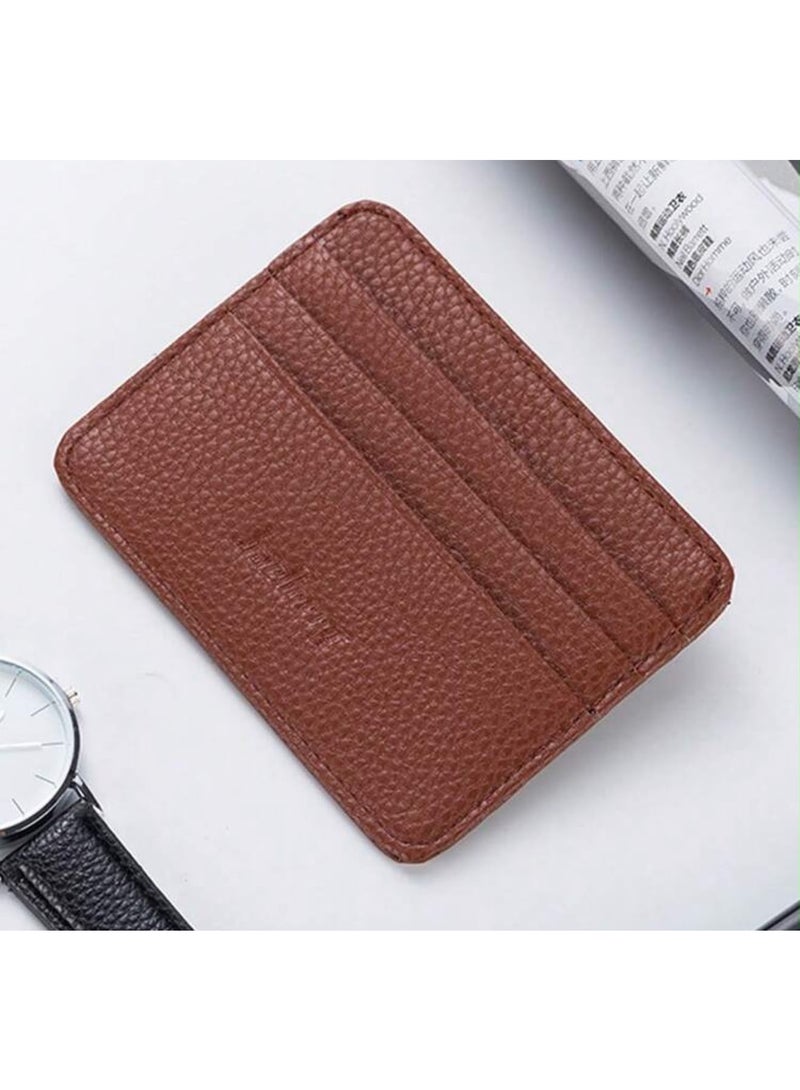 Baellery Minimalist Slim Multi-Slot Card Holder Wallet with Card Slots Rust Brown - Image 1