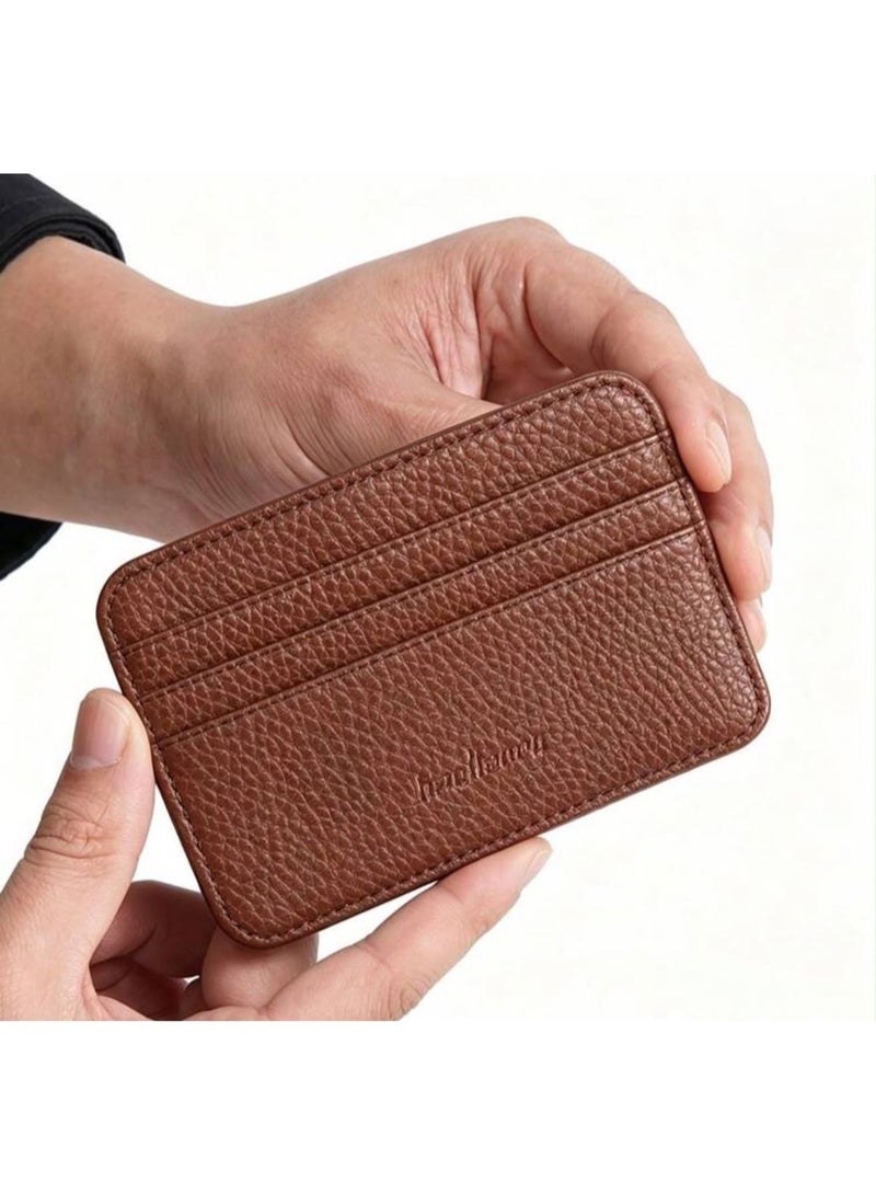 Baellery Minimalist Slim Multi-Slot Card Holder Wallet with Card Slots Rust Brown - Image 2