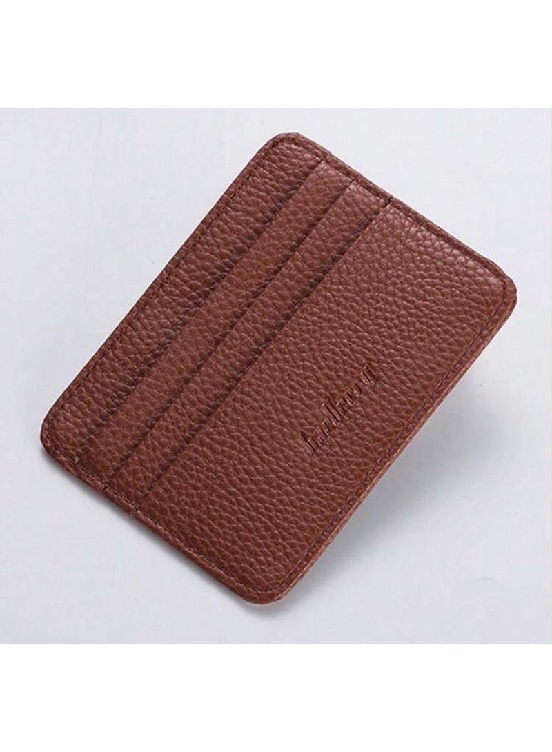 Baellery Minimalist Slim Multi-Slot Card Holder Wallet with Card Slots Rust Brown - Image 3
