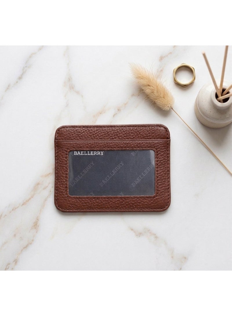 Baellery Minimalist Slim Multi-Slot Card Holder Wallet with Card Slots Rust Brown - Image 4