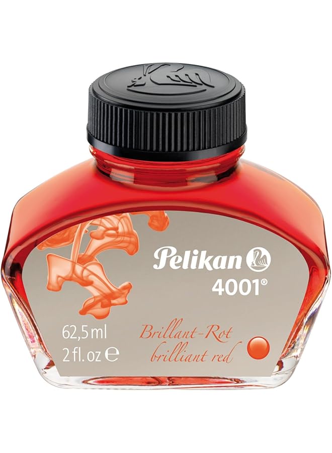 Pelican 4001 Bottled Ink For Fountain Pens Brilliant Red 62.5Ml 1 Each 329169