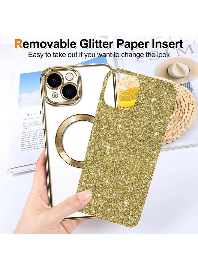ShebSheb iPhone 15 Plus Case Glitter, Clear Magnetic Phone Cases with Camera Lens Protector [Compatible with MagSafe] Bling Sparkle Plating Soft TPU Shockproof Protective Cover Women Girls - Image 2