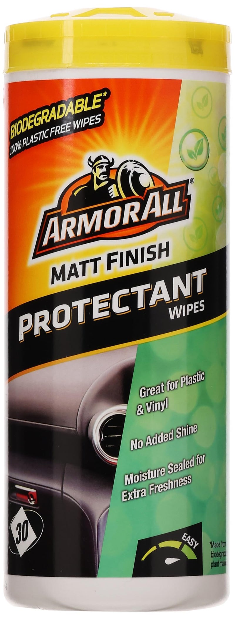 Armor All, 30 Matt Protectant Wipes, Citrus Scent, Suitable for Plastic and Vinyl, Restores your Surfaces Appearance and Keeps them Protected, Ideal For Car Detailing, Freshness Lock, Made in the UK - Image 1