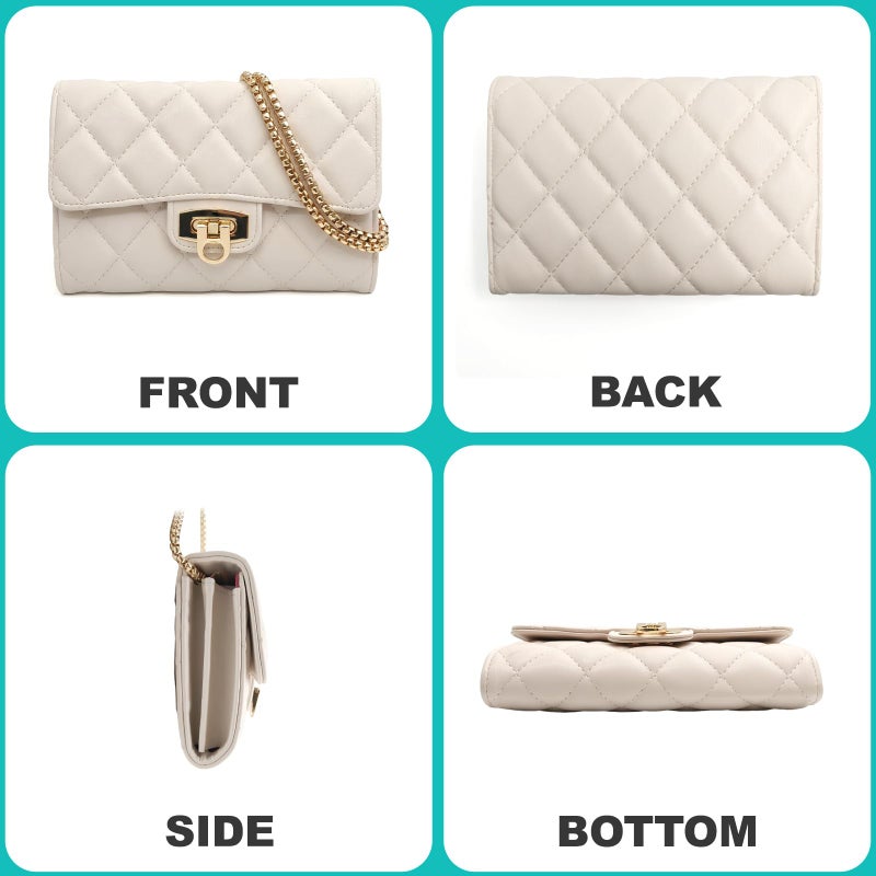 Cizenal Small Black Clutch Purses for Women with Quilted Designs, Women's Trendy Quilted Crossbody Bags - Stylish Shoulder Handbags (Beige) - Image 5