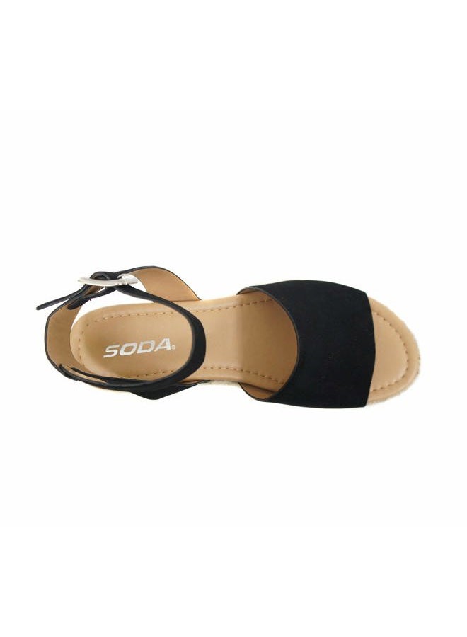Soda Vintage Espadrille Jute Wrap Flatform Flat Sandal Shark Tooth Eva Outsole 6.5 M US, Black Nubuck - Image 3