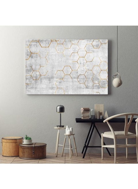 home gallery abstract art sense texture with gold element geometric style Printed Canvas wall art