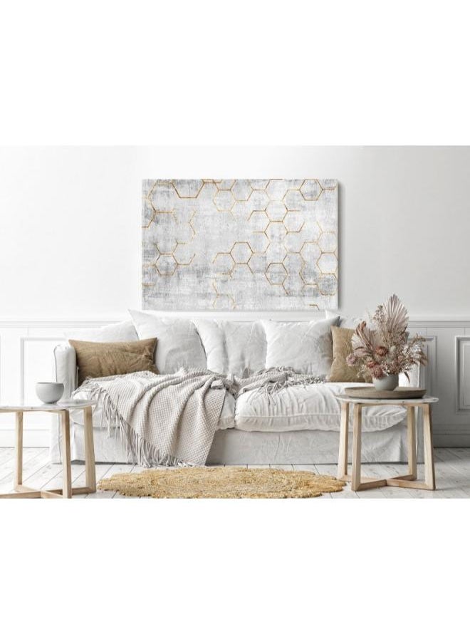 home gallery abstract art sense texture with gold element geometric style Printed Canvas wall art
