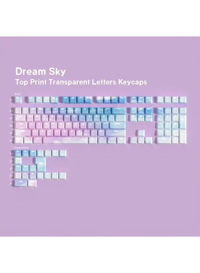 Dream Sky Top Print PBT Keycaps Cherry Profile Backlit Through Transparent Keycaps For Mechanical Keyboards - Image 1