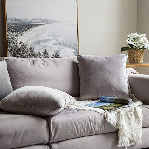 Khooti Velvet Cushion Cover, 18x18 | Light Grey | Pack of 3 | Solid Plain Soft & Smooth, Decorative Cushion Covers for Living Room, Bedroom, Couches, Chairs, Sofas, Beds & Home Decor - Image 5