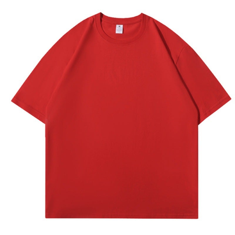 Hong Kong Style 200G Loose Drop Shoulder Sleeve Solid Color Men'S T-Shirt Round Neck Top 2024 Short Sleeve T-Shirt Black - Image 1