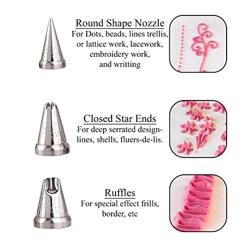 HAZEL Piping Bags with Nozzles Set | Small Size 25 cm 3 Nozzles Reusable Cake Icing Bag | Piping Bags for Cake Decoration Items (White) - Image 5