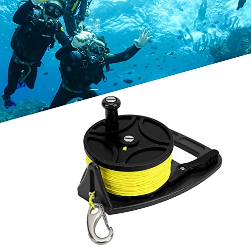 plplaaoo Scuba Dive Reel with Thumb Stopper – 83m High Visibility Retractable Line,Compact Safety Handle Finger Spool Dive Reel | for Spearfishing, Cave Diving & Kayak Anchor (Multi-Purpose w/Clip) - Image 3