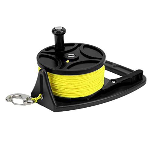 plplaaoo Scuba Dive Reel with Thumb Stopper – 83m High Visibility Retractable Line,Compact Safety Handle Finger Spool Dive Reel | for Spearfishing, Cave Diving & Kayak Anchor (Multi-Purpose w/Clip) - Image 1
