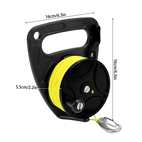 plplaaoo Scuba Dive Reel with Thumb Stopper – 83m High Visibility Retractable Line,Compact Safety Handle Finger Spool Dive Reel | for Spearfishing, Cave Diving & Kayak Anchor (Multi-Purpose w/Clip) - Image 4