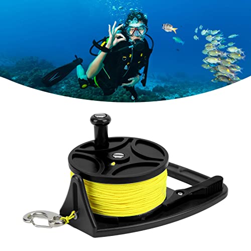 plplaaoo Scuba Dive Reel with Thumb Stopper – 83m High Visibility Retractable Line,Compact Safety Handle Finger Spool Dive Reel | for Spearfishing, Cave Diving & Kayak Anchor (Multi-Purpose w/Clip) - Image 2