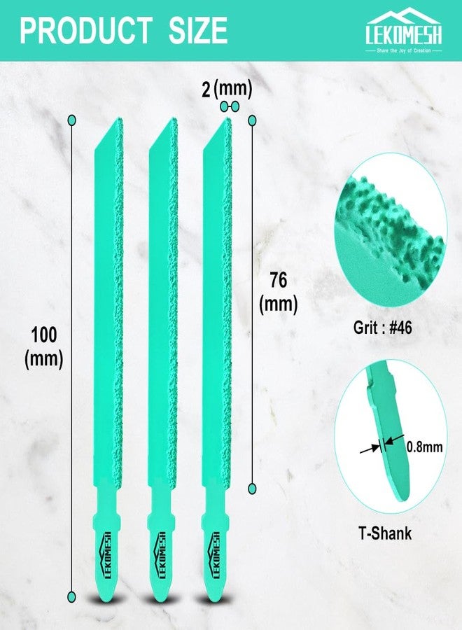 LEKOMESH Diamond Jig Saw Blades - 3pcs 4 Inch/100mm Cutting Disc for Straight or Curved Cut Fibreglass Marble Plastic Wood Plasterboard with T Shank Grit 46 - Image 2