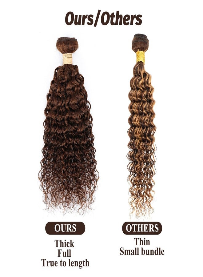 ALLRUN Brown Curly Bundles Human Hair - 3 Pcs Brazilian Virgin Unprocessed Curly Hair Extensions Chocolate Brown Curly Bundles, 18 20 22 Inch, Color #4 - Image 3