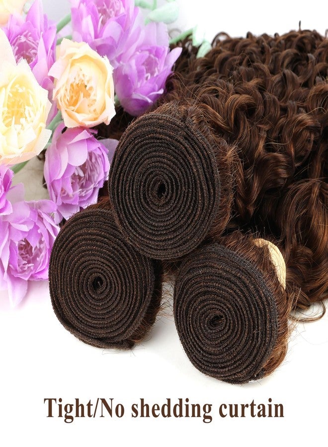 ALLRUN Brown Curly Bundles Human Hair - 3 Pcs Brazilian Virgin Unprocessed Curly Hair Extensions Chocolate Brown Curly Bundles, 18 20 22 Inch, Color #4 - Image 4