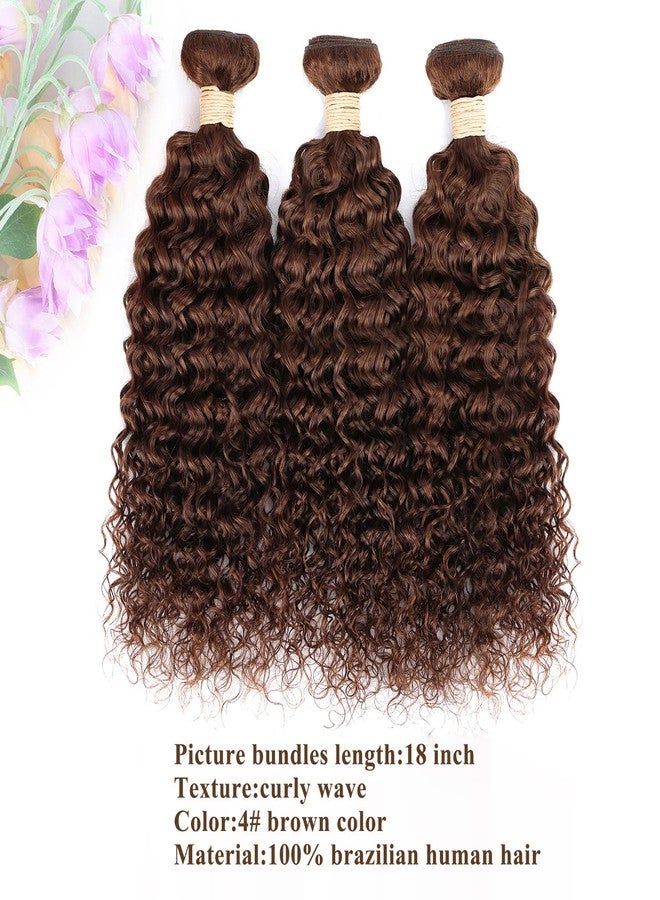 ALLRUN Brown Curly Bundles Human Hair - 3 Pcs Brazilian Virgin Unprocessed Curly Hair Extensions Chocolate Brown Curly Bundles, 18 20 22 Inch, Color #4 - Image 2