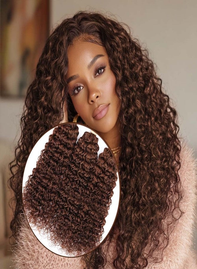 ALLRUN Brown Curly Bundles Human Hair - 3 Pcs Brazilian Virgin Unprocessed Curly Hair Extensions Chocolate Brown Curly Bundles, 18 20 22 Inch, Color #4 - Image 5