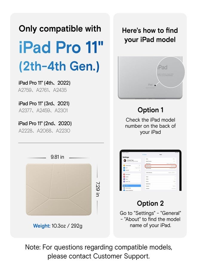 MOFT Dynamic Folio Case for iPad Pro 11 inch(2nd/3rd/4th Generation, 2020/2021/ 2022), Silm Magnetic Stand Case with 20+ Viewing Angles, Auto Wake/Sleep, Beach White - Image 2