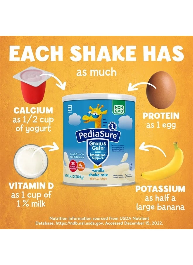 PediaSure Grow & Gain with Immune Support Shake Mix Powder, Kids Shake, 23 Vitamins and Minerals, 6g Protein, Helps Kids Catch Up On Growth, Non-GMO, Gluten-Free, Vanilla, 14.1-oz Can, 8 Servings - pzsku/Z725036156F5C1A7C4C8DZ/45/_/1715469901/0b66a791-051b-4c26-8188-ae958c6f4cf3