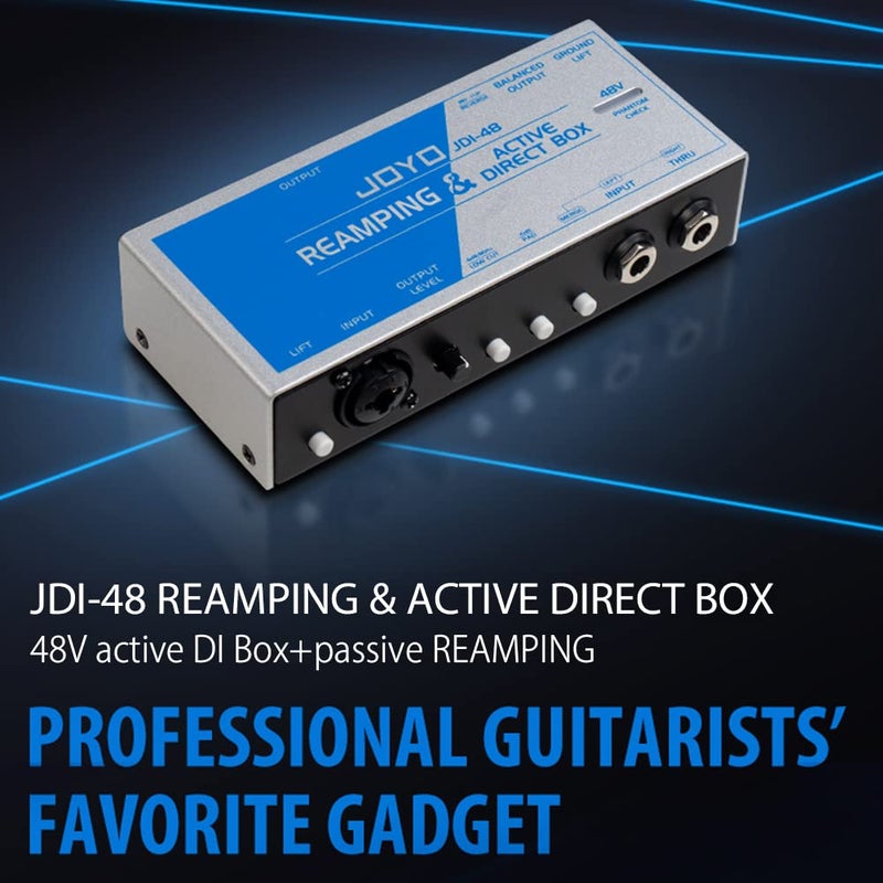 JOYO Passive Reamping and Phantom Powered Active Direct Box, Re-Amping Direct Box with 6.35mm and XLR Input 2 in 1 for Guitarist Bass Performance or Recording (JDI-48) - Image 4