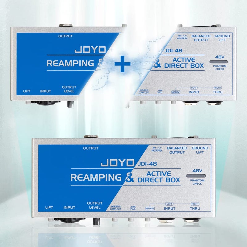 JOYO Passive Reamping and Phantom Powered Active Direct Box, Re-Amping Direct Box with 6.35mm and XLR Input 2 in 1 for Guitarist Bass Performance or Recording (JDI-48) - Image 2