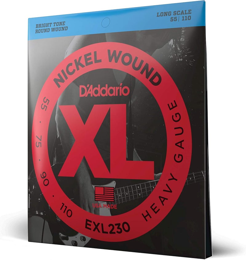 D'Addario Multi-goal comprehensive design Bass Guitar Strings - XL Nickel Bass Strings - EXL230 - Perfect Intonation, Consistent Feel, Powerful Durability - For 4 String Bass Guitars - 55-110 Heavy, Long Scale Cost effective global grade quality - Image 1