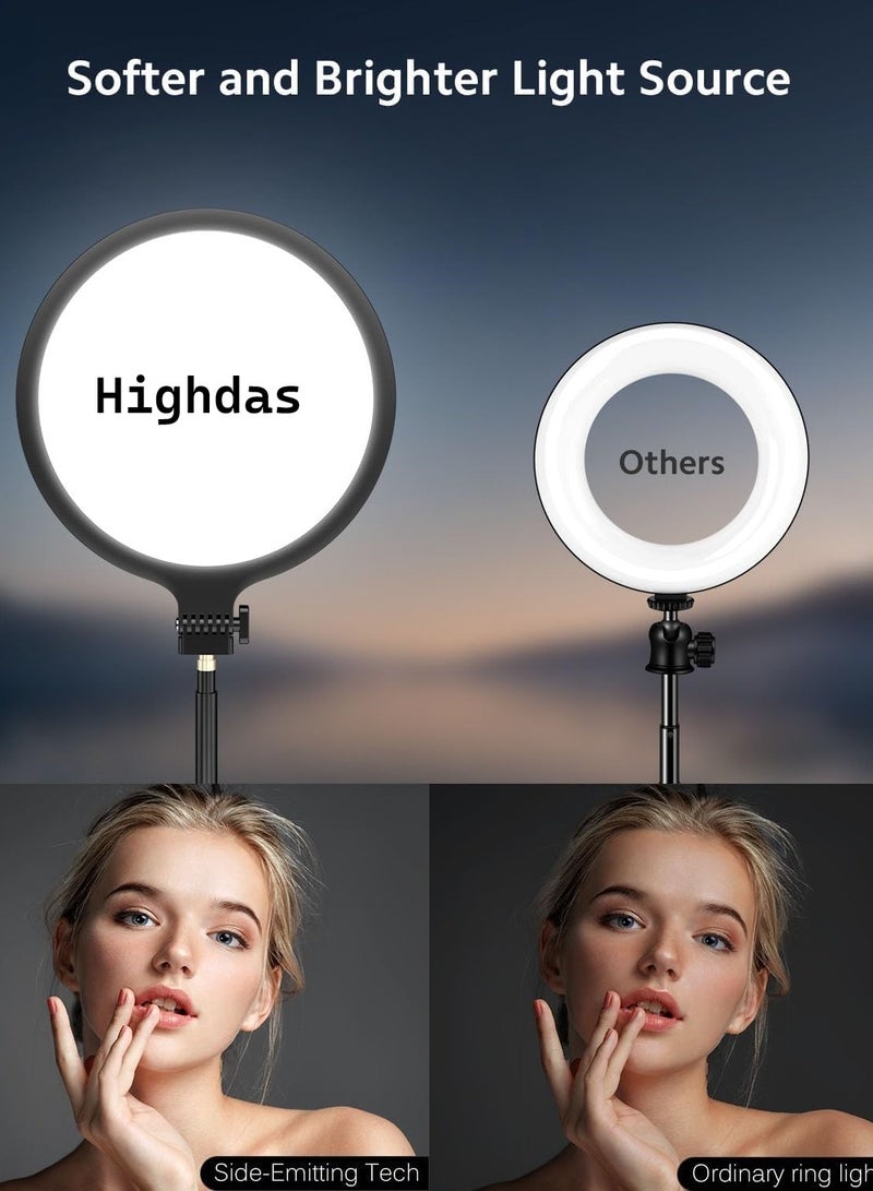 هايداز 10.5'' Full Screen Ring Light With Stand for Zoom Meetings, 360° Rotate Zoom Lighting for Computer Video Conference Light Desk Light,LED Lighting with Phone Holder for Live Streaming, Video Call - Image 3