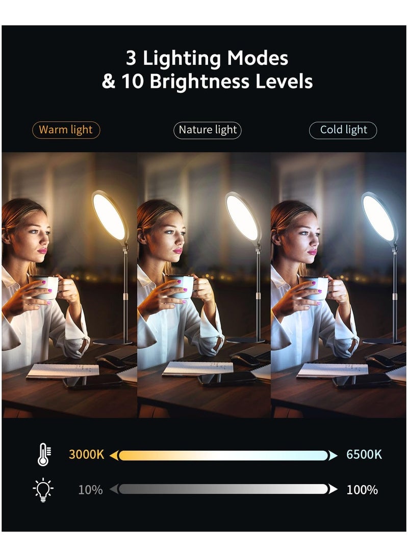 هايداز 10.5'' Full Screen Ring Light With Stand for Zoom Meetings, 360° Rotate Zoom Lighting for Computer Video Conference Light Desk Light,LED Lighting with Phone Holder for Live Streaming, Video Call - Image 4