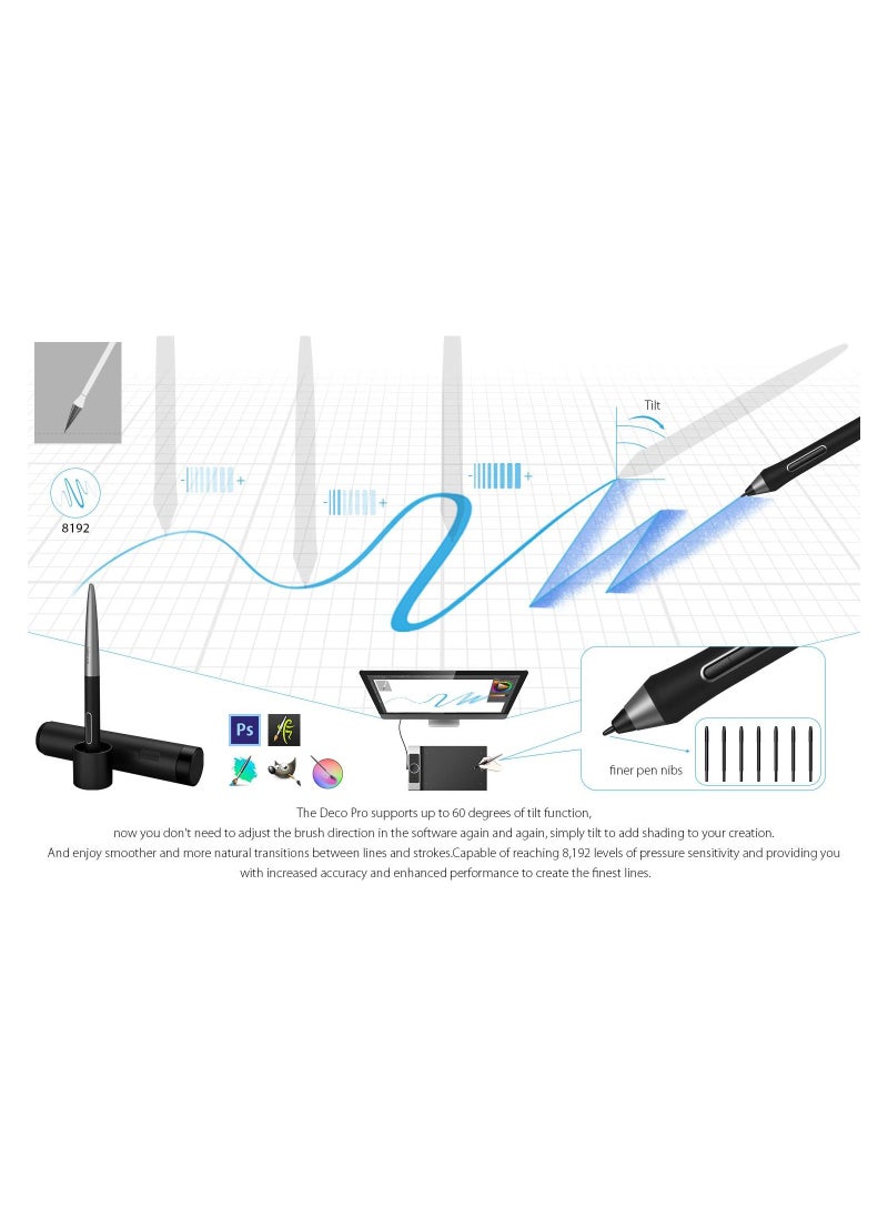 XP-PEN - Deco Pro Professional Graphics Drawing Tablet With 8192 Levels Pen Pressure Battery-Free Pen 8 Shortcut Keys Support Windows, Mac & Android (Medium) - Image 1