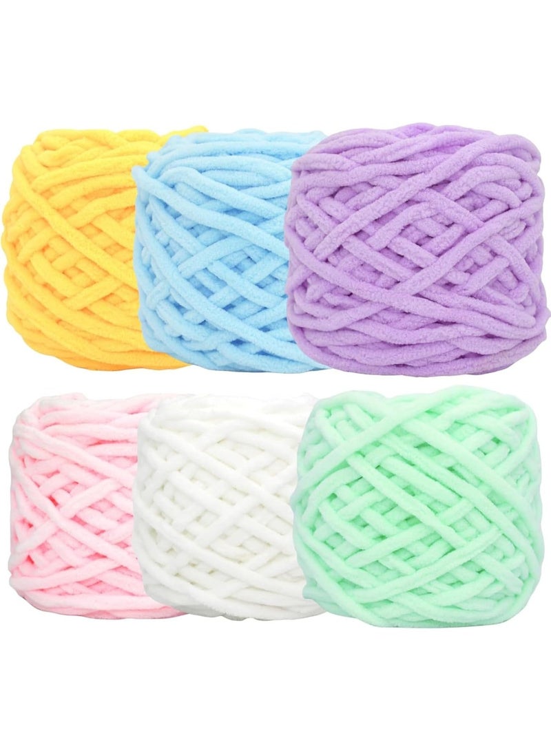 6 حزم من خيوط شينيل السميكة ، والخيوط الناعمة والسميكة المرنة للنسوجة الذراعية وفرك ، وهي خيار مثالي للبطانيات والوسائد ومشاريع الديكور المنزلية DIY - Image 1